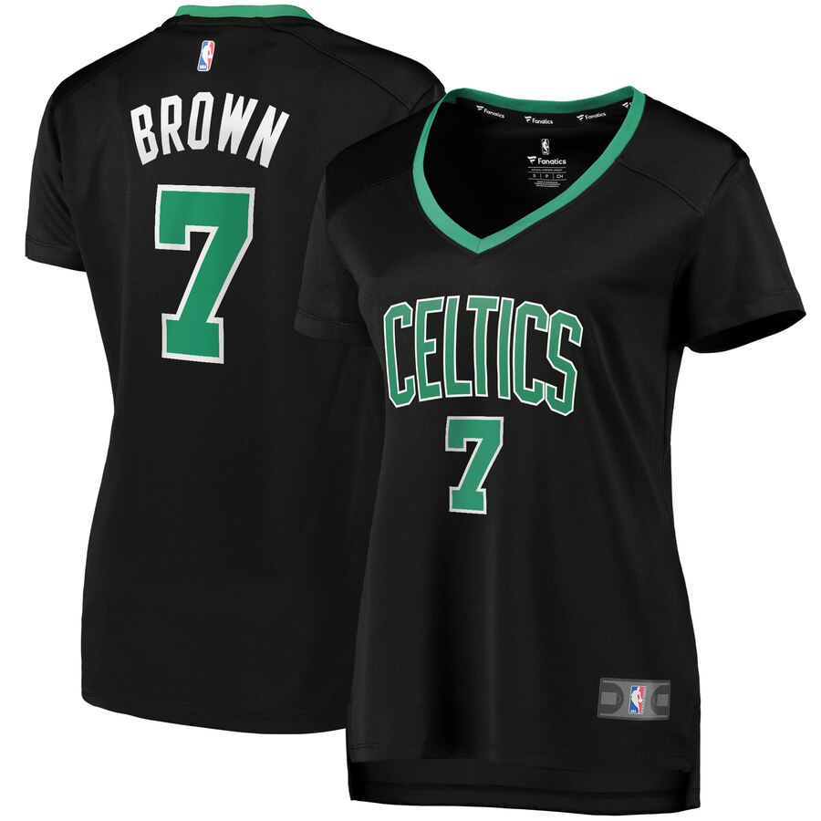 Women's Boston Celtics Jaylen Brown #7 Fast Break Fanatics Branded Statement Edition Replica Player Black Jersey 2401ZTDY